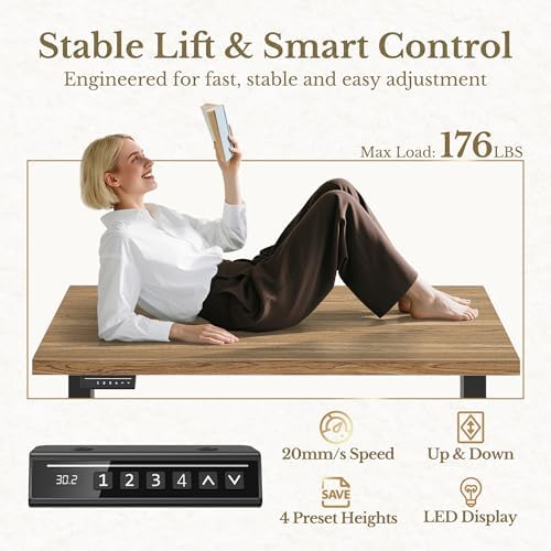 ErGear 48 X 24 Inch Height Adjustable Electric Standing Desk, Natural Oak - Image 5