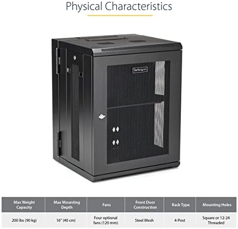 StarTech 15U Wall-Mount Cabinet, 19in, 4-Post, 16in Deep (RK1520WALHM) - Image 3