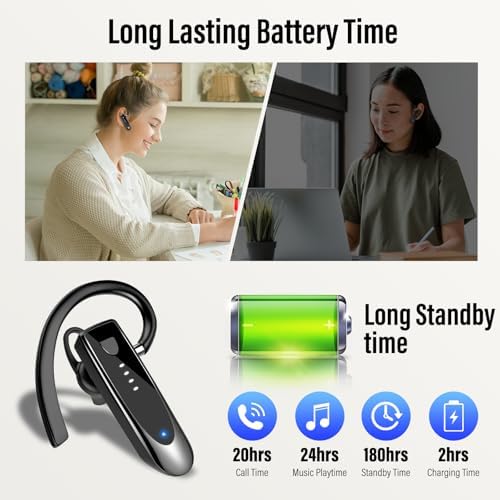 Atheewon Bluetooth Earpiece, Wireless Handsfree with Noise Cancelling Mic - Image 3