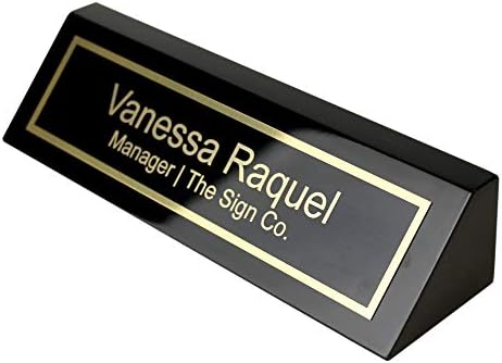 Personalized Business Desk Name Plate - Office Name Plate for Desk - Black Piano - Includes Engraving by THE+SIGN+CO.