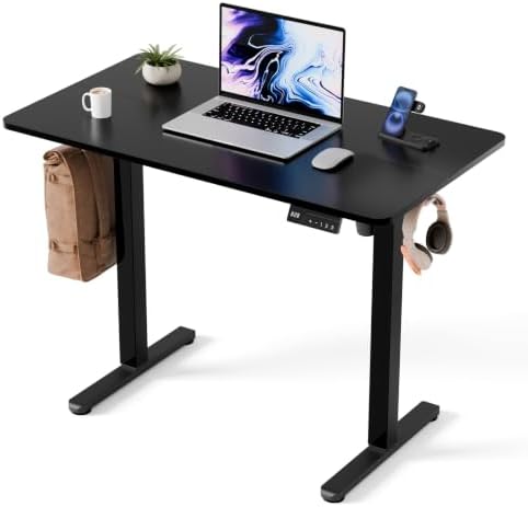 Electric Standing Desk, 40" x 24" Small Sit Stand Desk, Black by YOLEZO