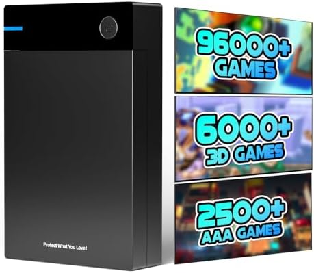 Kinhank External HDD Hard Drive with 96000+ Retro Games,Compatible with 400+ Emulators,12TB Retro Gaming Hard Drive,Portable Game Hard Drive Disk for Win 7/8/10/11 by Kinhank
