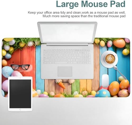 Easter Rabbit Gaming Mouse Pad 35.4"x15.7" Large Extended Pad Desk Mat Anti-Slip Rubber Base & Durable Stitched Edges for Gamers Smooth Mouse Pad Writing Surface for Desk Office/Home - Image 7