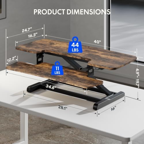 FLEXISPOT 40" Electric Standing Desk Converter, Rustic Color - Image 2