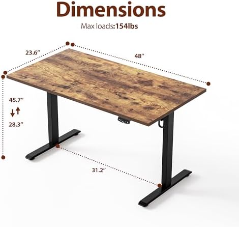 Agilestic 48*24 Inch Height Adjustable Electric Standing Desk, Rustic Brown - Image 2
