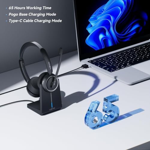Wireless Headset with Mic for Work, Bluetooth Headset with Microphone AI Noise Cancelling & Mute Button, Wireless Headphones with Mic for Work/Home/Office/Call Center/PC/Laptop/Computer/Teams/Zoom - Image 4
