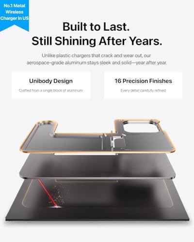 Intoval 3 in 1 Wireless Charger for iPhone 17/16/15/14/13/12,Wireless Charging Station for Apple Devices, Aluminum Charging Stand for iWatch 11 10 9 Ultra 3/2 SE 3/2,for AirPods 4 3 2 Pro 3/2 - Image 2