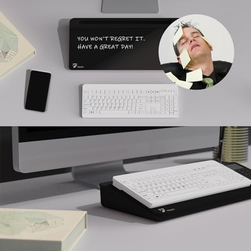 TOWON Glass Desk Whiteboard with Calculator 17x6 in, Desk Organizer, Black - Image 4