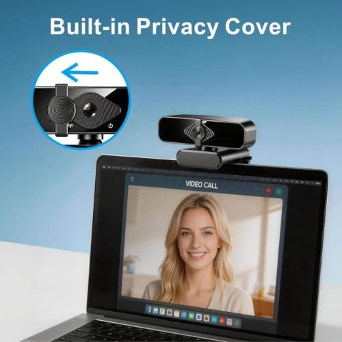 4K Webcam with USB C Adapter Privacy Cover Microphone for PC Mac Laptop - Image 5