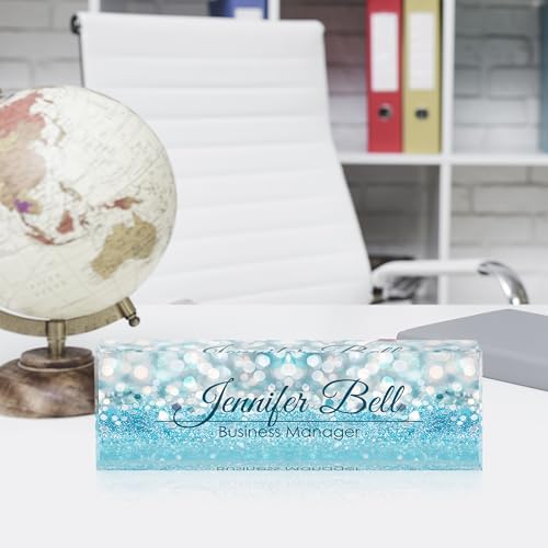 Personalized Name Plates for Office - Gifts for Teacher, Boss, Employee Appreciation - Office Desk Decor (Fancy Blue) - Image 6