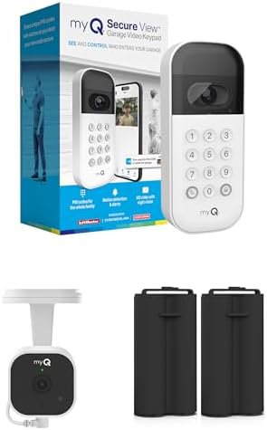 myQ Smart Garage Starter Kit: Garage Door Video Keypad + Rechargeable Battery + Wi-Fi Plug-in 2K Camera, Custom PIN Codes, Wide-Angle Lens, Night Vision, 2-Way Audio, Motion Alerts and App Control by Chamberlain%7CmyQ
