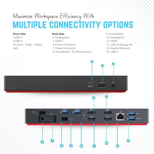 40B00300US Thinkpad Docking Station USB C, 4K Lenovo Thunderbolt 4 Dock - Image 4
