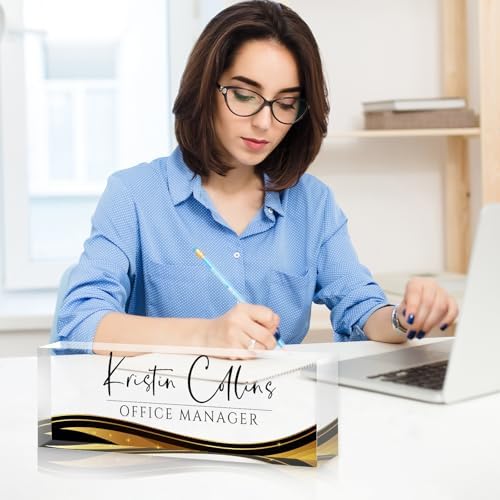 Custom Name Plate for Desk, Personalized Desk Name Plate on Clear Acrylic Glass, Appreciation Gifts for Teacher Employee Boss Coworkers Nurse, Office Desk Accessories for Women Men (Sable) - Image 4