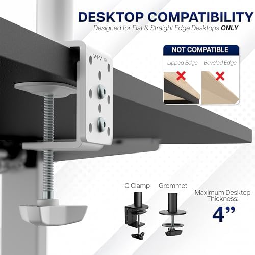 VIVO Extra Tall Single Monitor Desk Mount Stand with 39 inch Pole, Features Full Adjustability - Tilt and Articulation, Holds 13 to 32 inch Screens up to 10kg with VESA Mounting, White, STAND-V011W - Image 6