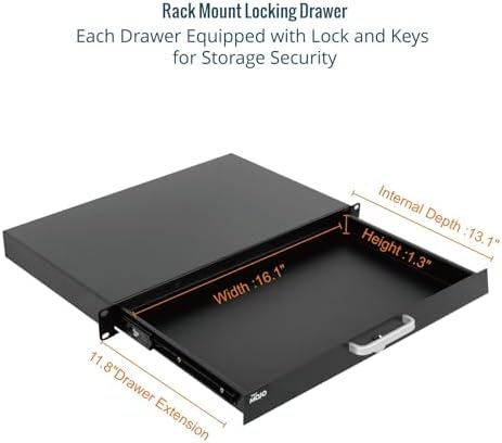 Tecmojo 1U Rack Drawer,Rack Mount Drawer for 19in Network Equipment/Server/AV Rack or Cabinet Enclosure,Sliding and Lockable Server Rack Drawer - Load-Bearing 44lb (20kg),with Cable Management Holes - Image 3