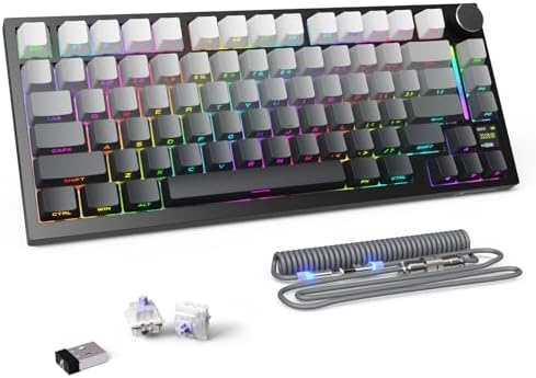 ATTACK SHARK X820 Ultra Wireless Mechanical Keyboard with TFT Smart Display&Knob,75% Bluetooth/2.4GHz/USB-C Wired Gaming Keyboard,Gasket-Mounted Linear Switch with Coiled Cable,for Win/Mac-Moonlit by MAMBASNAKE