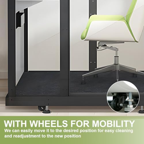Office Sound Booth with Audio Privacy - Modern Soundproof Booth Includes Black Transparent Glass Design,Freestanding Office Room with Light, Fans,Casters for Study,Game (52.36IN) - Image 7