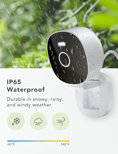 2K Wired Security Camera, Indoor/Outdoor for Home, Pet, Baby, Nanny, IP65 Waterproof Color Night Vision, White Light & Siren, Recording, Motion Detection, Works with Alexa, Plug in, White-2P - Image 3