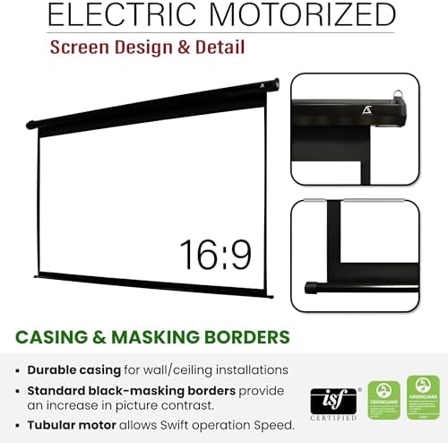 Akia Screens 110" Motorized Projector Screen 16:9 – 8K/4K HD Electric Drop Down Screen with Remote, Ceiling or Wall Mount – AK-MOTORIZE110H2 - Image 4