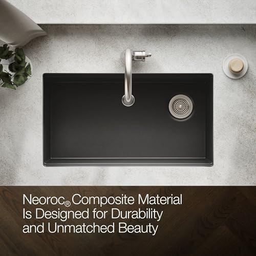 KOHLER Billings™ 32-1/2" Undermount Kitchen Sink, Single-Bowl Sink, Neoroc, K-33710-CM7, Matte Graphite - Image 4