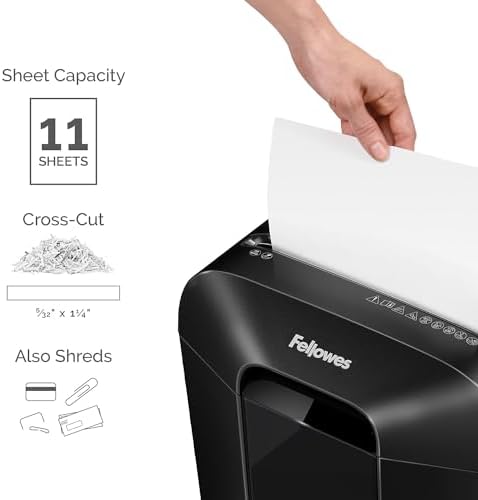Fellowes Powershred LX70-DB 11 Sheet Cross-Cut Household Paper Shredder for Home Office - Image 3