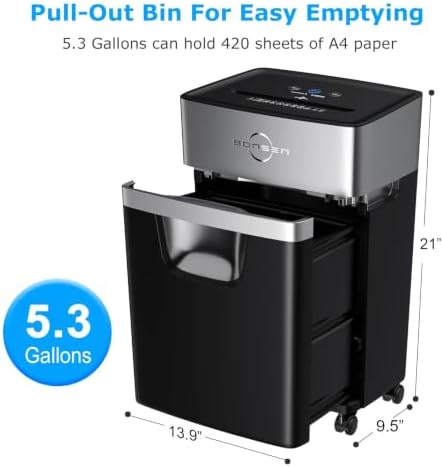 BONSEN 16-Sheet Cross-Cut 60-Min Heavy Duty Paper Shredder for Home Office - Image 5