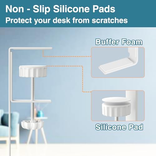 No Drill Under Desk Cable Management Tray, SONATURE 15.7" Cord Organizer for Table, Clamp Mount Desk Cable Management, Premium Carbon Steel Cable Organizer for Office, Home (White) - Image 5