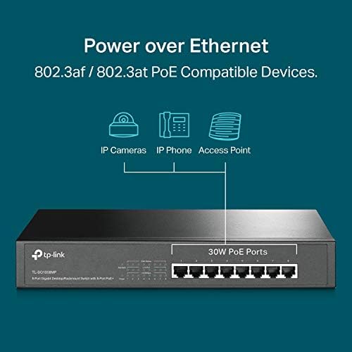 TP-Link 8 Port Gigabit PoE Switch | 8 PoE+ Ports @126W | Plug & Play | Limited Lifetime Protection | Desktop/ Rackmount | Prioritized Power Supply | Sturdy Metal | Shielded Ports (TL-SG1008MP) - Image 4