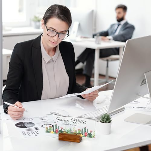 Personalized Acrylic Desk Name Plate with Walnut Wood Base - Image 7