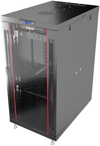 Home Lab Server Rack Cabinet 19" 22U – Premium Series 35" Deep Network Rack Enclosure with Glass Door, Quiet Cooling Fans & Thermostat, PDU, Shelf, Lockable Cabinet for NAS & Home Network by SYSRACKS