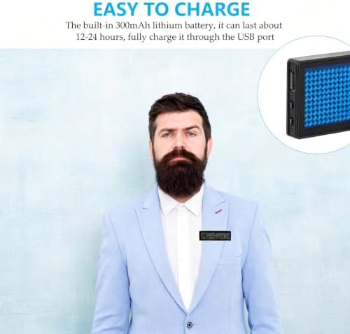 LED Digital Display Badge USB Rechargeable PVC Blue Light - Image 7