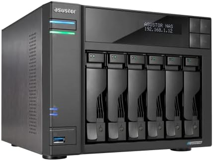 Asustor Lockerstor 6 Gen2 AS6706T - 6 Bay NAS, Intel Quad-Core CPU, 4X M.2 NVMe Slots, Upgradable Dual 2.5GbE, 8GB DDR4 RAM, HDMI, Content Creators, Hybrid Storage, Network Attached Storage (Diskless) by Asustor