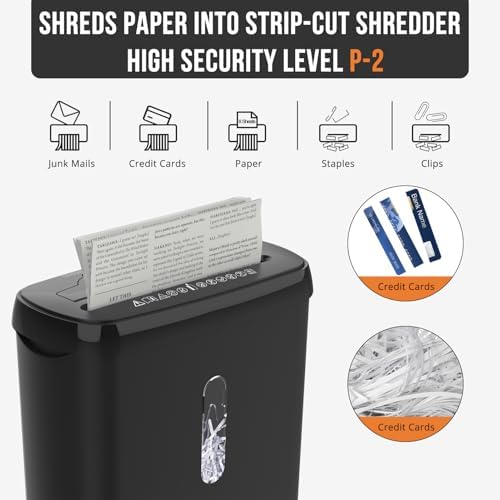 Suntiko 10-Sheet Strip Cut Paper Shredder Black - Image 3