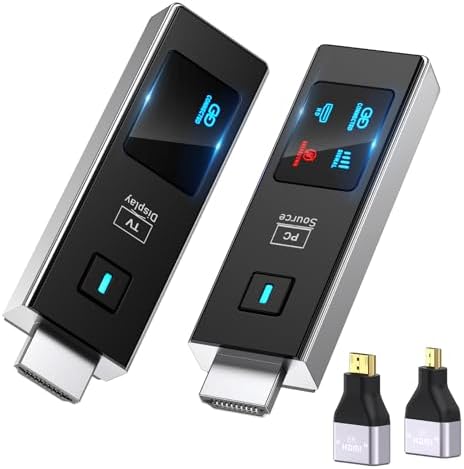 2026 New Wireless HDMI Transmitter and Receiver, 360FT/110M Extender 4K Decode 1080P@60Hz Output with LED Display, Plug&Play 5.8+2.4G Streaming Video/Audio from PC/Laptop/TV Box to Monitor by HSJINHONG