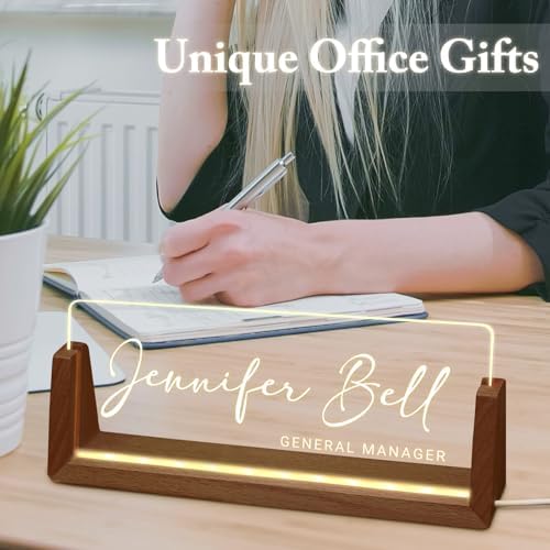 Desk Name Plate Personalized, Custom Acrylic Name Plate for Desk, Office Decor for Women Men, Appreciation Gifts for Coworkers Boss Teacher - Light-Up Name Plaque - Image 6