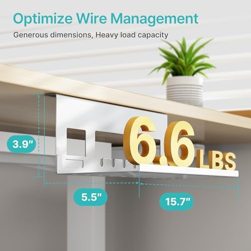 PEGZONE Under Desk Cable Management Tray, 15.7'' Screw-Mount Steel Rack - Image 5
