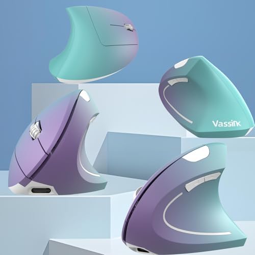 Vassink Ergonomic Wireless Rechargeable Mouse,USB A+TypeC(2in 1) Connection, 800/1200/1600 DPI, 6 Buttons,2.4GHz Carpal Tunnel Vertical Mice, for Laptop, Desktop,MacBook - Image 2