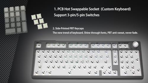 Wireless Mechanical Gaming Keyboard, Gradient Black Hot Swappable with Knob - Image 7