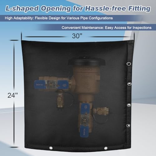 Outdoor Backflow Preventer Cover- 30''W x 24''H, Winter Freeze & Weatherproof Protection for Irrigation Pipes & Sprinkler Valves- Black - Image 2
