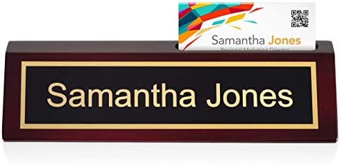 Providence Engraving Custom Wooden Desk Wedge Engraved Name Plate by ProvidenceEngraving