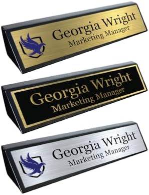Gem Awards Custom Name Plate for Desk, Black Piano Insert, 2x8 Inch by GemAwards