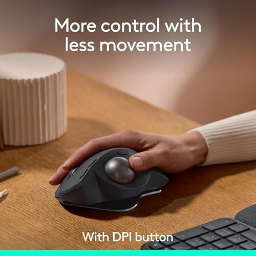 Logitech MX Ergo S Wireless Trackball Mouse, 2.4 dpi Laser Sensor, 6 Programmable Buttons, 4-Way Scroll Wheel for PC/MAC Bundle with Mouse Pad (Black) + Microfiber Cleaning Cloth - Image 2