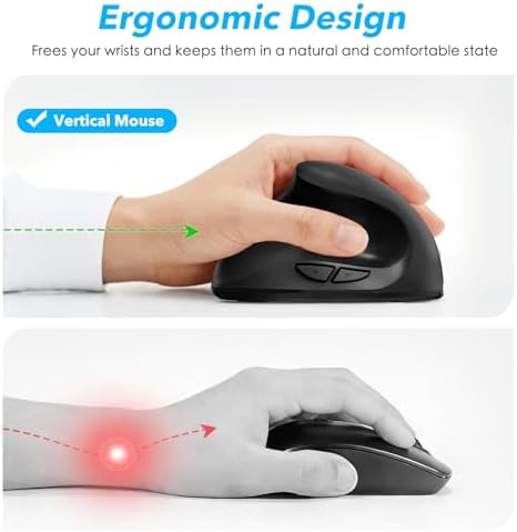 Left Hand Ergonomic Vertical Wireless Mouse Type C Rechargeable 6-Btn Mice - Image 3