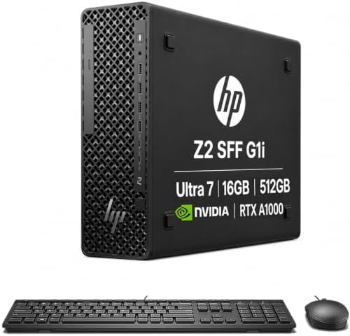 HP Z2 SFF G1i Workstation Desktop (Intel Ultra 7 265, NVIDIA RTX A1000 8GB, 16GB DDR5, 512GB SSD), Business Small Form Factor, Support 8K Display, for Engineer, Designer, 2X DisplayPort, Win 11 Pro by Unknown