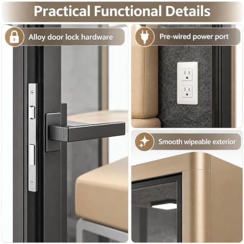 Soundproof Office Pod with 4 Person Gold Frame (Gold) - Image 4
