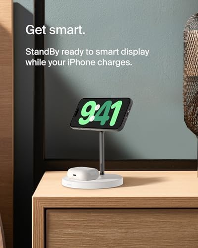 Belkin MagSafe 2 in 1 Wireless Charging Stand, Fast Charger (Renewed) - Image 3