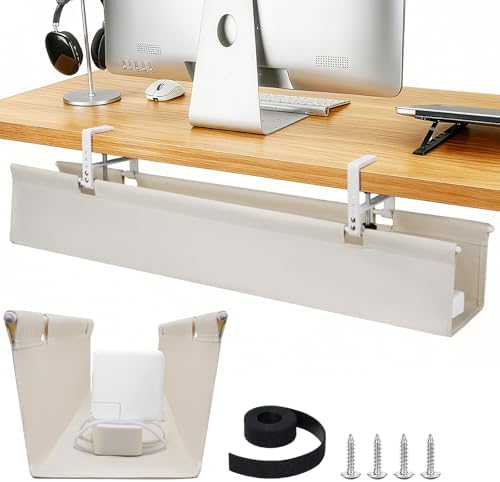 SHUWEI 36" Under Desk Cable Management Tray, Fabric, No-Drill Mount by SHUWEI