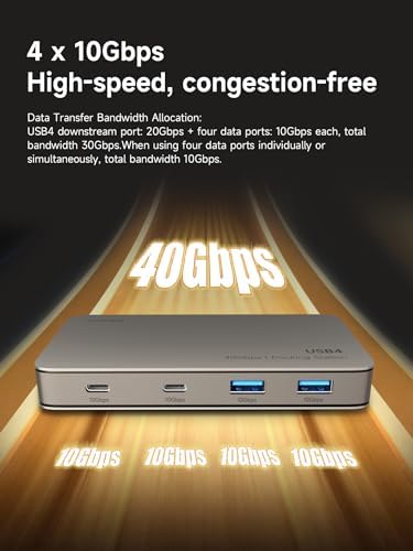 Hagibis USB4 Docking Station, 40Gbps USB C Triple Display Hub with 8K@60Hz HDMI, 100W PD, 20Gbps DP1.4 7.5W USB4 Downstream Port and 4 10Gbps USB3.2 for MacBook Pro Air Laptops Thunderbolt 4/5 Dock - Image 4