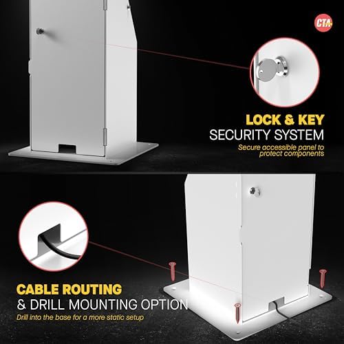 Self Service Kiosk POS Stand - CTA POS Kiosk with CPU & Printer Compartments for Digital Signage Displays TV's & Monitors up to 33 Pounds - for Restaurants, Retail & Business - White - (ADD-SSKPCW) - Image 6