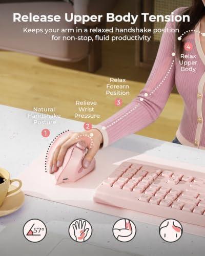 seenda MOU-302 Wireless Bluetooth Ergonomic Vertical Mouse with Volume Knob - Image 3